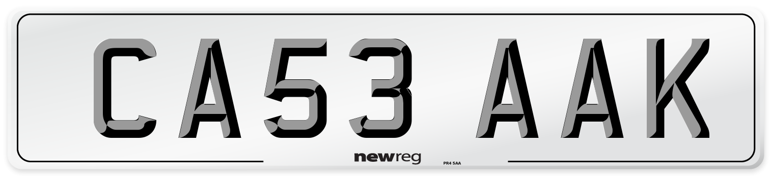 CA53 AAK Number Plate from New Reg